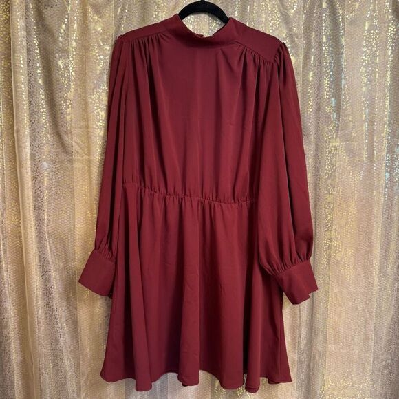Express Dresses & Skirts - Express Burgundy Red Long Sleeve Mock Neck Mini Casual Dress XL